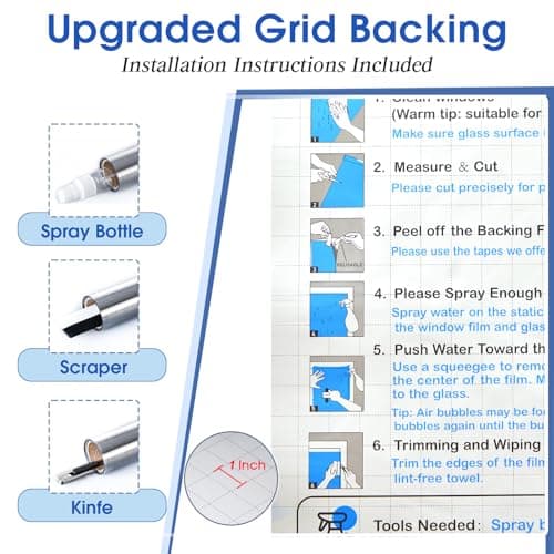 One Way Privacy Window Film,Sun Blocking Window Film with 3 Tools, Heat & UV Blocking Window Tint Film for Home, Easy Install DIY Office Window Covering See Out Not in (17.5 x 78.7 Inch, Black) view 2