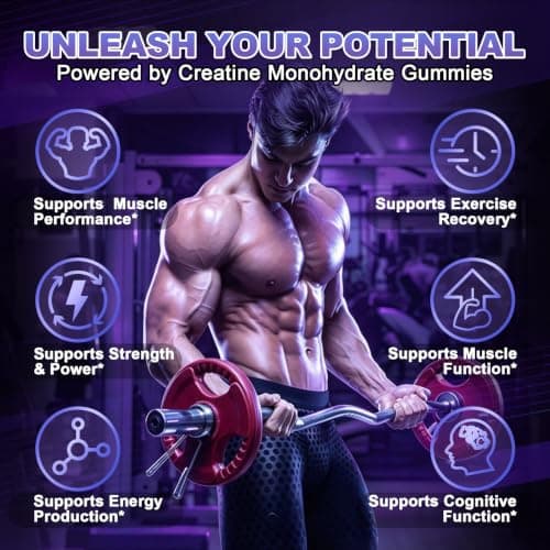 Creatine Gummies for Women & Men, 5g Creatine Monohydrate Gummies, 120 Ct | Third Party Tested Chewable Creatine, Pre-Workout Supplement for Muscle Strength & Recovery, Sugar Free, Mixed Berry Flavor view 4