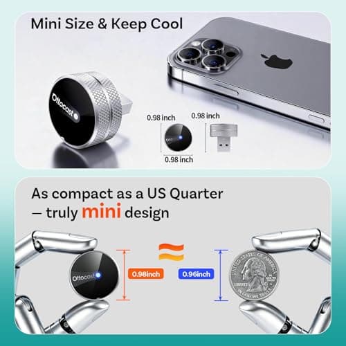 OTTOCAST Mini Tube 2026 Wireless CarPlay & Android Auto Adapter, 5GHz WiFi Auto Connect, Plug & Play for iPhone & Android, Stable Performance, Premium Aluminum Design view 3