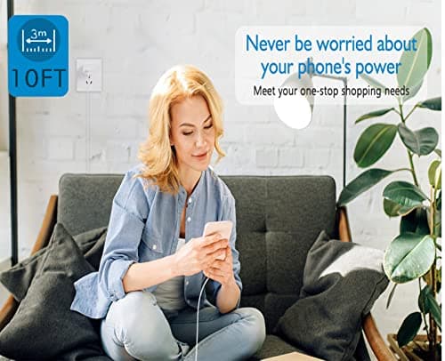 iPhone 14 13 12 11 Charger Fast Charging [MFi Certified],10FT Long Lightning Cable with 20W USB C Charger Block for iPhone 14/14 Pro Max/13/13 Pro Max/12/12 Pro Max/11/11Pro/XS/Max/XR/X,iPad,White view 6