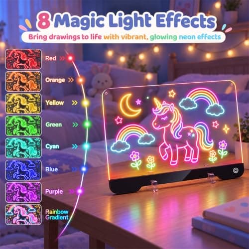 WELLOKB LED Drawing Board for Kids, 13.8''×10'' Reusable LED Writing Board view 4