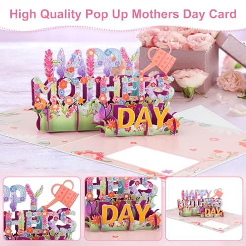 FaCraft 3D Pop Up Mothers Day Card - Happy Mothers Day Flower Pop Up Gift Greeting Card with Envelope with Blank Insert for Best Mom Women Wife Daughter Grandma view 3