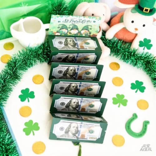 Web Launcher String Shooters St. Patrick's Day Money Holder-10 Slot Cash Envelope Card for Easter, Birthday, Graduation | Creative Gift for Teens, Kids, Adults, Men & Women (Green, 1Pcs) view 6