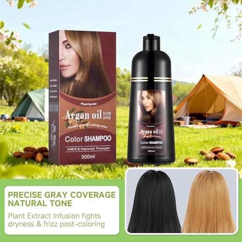 Natural Black Hair Color Dye Shampoo 3-in-1, Covers Gray Hair Fast with Long-Lasting Color, Rich Plant-Based Formula Repairs Damaged Hair, Gentle on Scalp for At-Home Use for Men & Women, 16.90 Fl Oz view 3