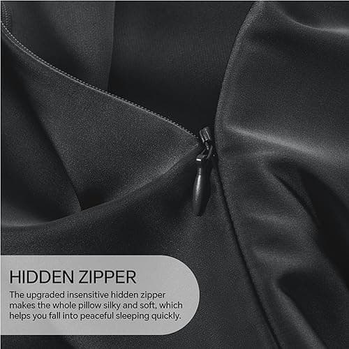 INFIIXSO Mulberry Silk Pillowcase for Hair and Skin, Silk Pillow Cases Standard Size with Hidden Zipper 20x26 Inches, Extraordinary Smooth and Soft Cooling Pillow Cases for Hot Sleepers(Black, 1 Pack) view 5