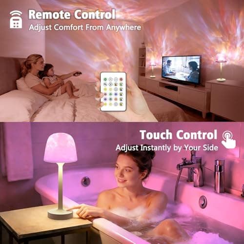 seenlast Waterproof Spa-Like Shower Lamp,16 Color Ocean Wave Projector Night Light for Inside Shower,Rechargeable Shower Light with Touch & Remote Control for Room Decor,Gifts for Women, Couples view 6