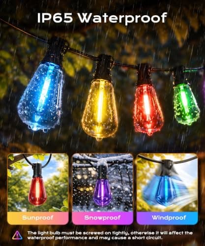 Outdoor String Lights 50FT RGB color changing Patio Lights for Outside view 5