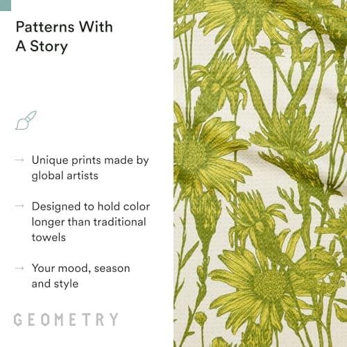GEOMETRY Tea Towels – Spring & Summer Collection – Quick-Dry, Ultra-Absorbent, Reusable Microfiber Kitchen Towels for Drying & Cleaning - Golden Botanica - 1 Pack view 6