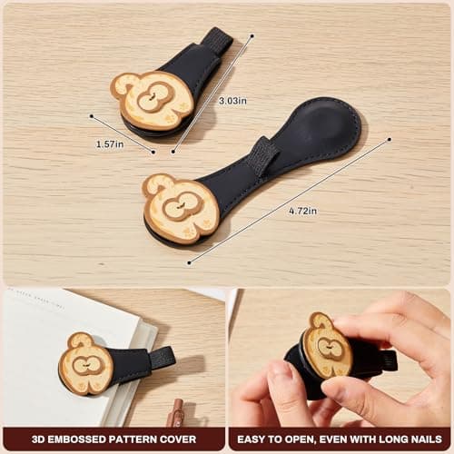 2Pcs Magnetic PU Leather Bookmarks Gift Box, Cute Cat Book Marks for Reading Women, Magnetic Bookmark Set with Double-Sided Magnets, Book Club Gifts for Women, Bookish Gifts view 3