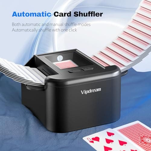 Vipdream Automatic Card Shuffler for 1–2 Decks, Rechargeable Electric Card Shuffling Machine with USB-C view 2