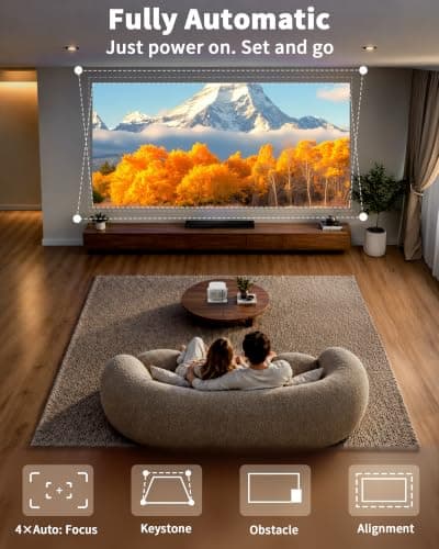 Smart-Outdoor-Projector-Portable, 360° Rotating Mini-Movie-Projector with WiFi6 and Bluetooth5.4, Lisowod Movin3.0 Built-in 10K+ Licensed Apps, Phone Control, Ceiling Proyector for Indoor/Outdoor Use view 5