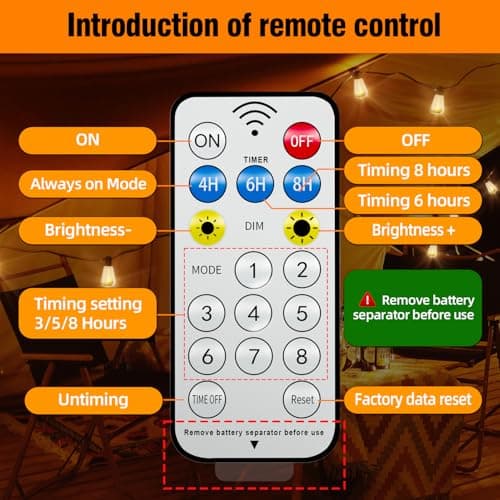 Skoiuc 100FT Solar String Lights Outdoor Waterproof with Remote & Timer, LED Shatterproof ST38 Bulbs, USB & Solar Powered Patio Lights for Backyard, Porch, Garden, Wedding, Christmas Decor view 4