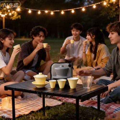 SonGis Porcelain Gongfu Tea Set, Firework Design, All in One Chinese Tea Set, Frosted Texture, Smooth Glazed Interior, Gaiwan Tea Sets for Adults, Gift Boxed, for Home & Outdoor (Gentle Yellow) view 7