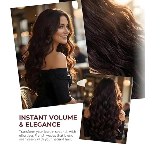 5 Clip in Hair Extensions Synthetic Thick Curly Wavy Hairpieces for Women 18 Inch Natural Looking 3/4 Full Head Clip on Hair Extensions Dark Brown view 2