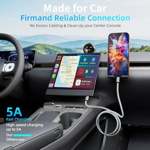 KEDESO 240W Magnetic USB C to USB C Cable [Built-in Magnet Tidy] 3.3ft Flat Braided Type C Fast Charging Cord for Car CarPlay, Android Auto, Compatible with iPhone 16 17 Pro Max, iPad, MacBook, S25 view 4