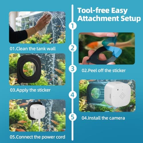 Elelink 3MP 2K Aquarium Camera for Fish Tank, Reptile & Terrarium Camera | Magnetic Mount, Colour Night Vision, Anti-Glare and No Reflection, 2.4GHz & 5GHz WiFi, 24/7 Recording for Lizards Snakes Bird view 3