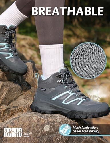 R CORD Hiking Boots Women Waterproof Non-Slip Womens Hiking Boots Ankle Support for Trail Walking Backpacking & Outdoor Adventures All Day view 2