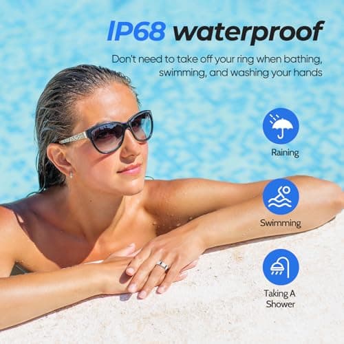 BIEMHA IP68 Waterproof Smart Ring - Fitness & Health Tracker with Sleep/Exercise Monitoring, Unisex for Women Men, iOS & Android Compatible, Long Lasting Battery Life, No Subscription (Silver, 9) view 4