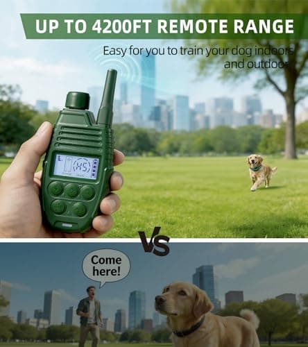 Shock Collar for Dogs, 4200FT Dog Training Collar with Remote for 15-120lbs Small Medium Large Dog, IP68 Waterproof Rechargeable E Collar with 3 Training Modes: Beep, Vibration, Safe Shock（Green） view 3