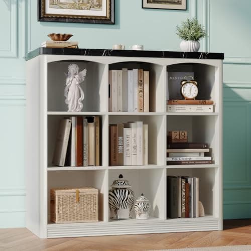 RECHHX White Book Shelf, 9 Cube Storage Organizer, Wooden Bookcase Shelf view 4