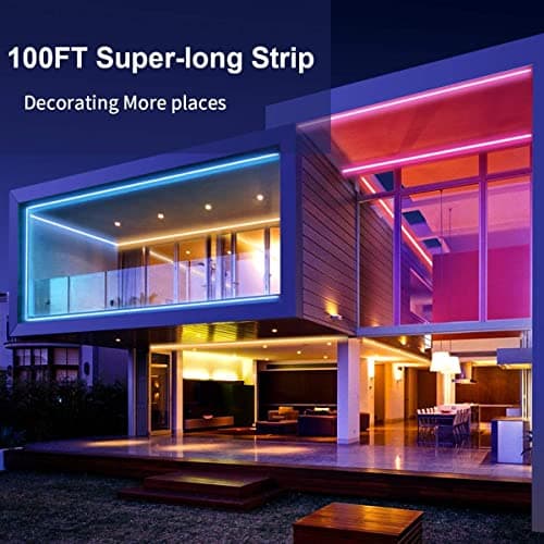 MIHEAL 100FT Outdoor LED Strip Light IP67 Waterproof,Outside RGB Lights with App/Remote Control,Color Changing,Music Sync Rope Light for Balcony,Deck,Rooftop,Garden,Pool view 5