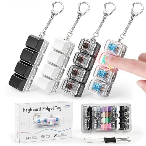 Keyboard Fidget Keychain, DIY RGB Lights Removable Keycaps, Stress Relief for Office Workers, Portable & Ideal Stress-Relief Gift — image 1