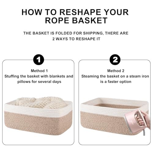 OIASKET Storage Baskets for Organizing 3 Pack, Woven Baskets for Shelves, | Closet Organizer Bins with Handle, Empty Gift Basket, Toy Storage for Toys, Blankets, Towels, Clothes, Books, 15"x11.42"x6.7" view 6
