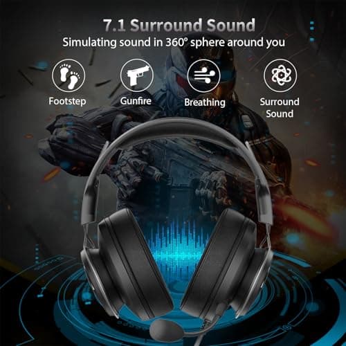 Edifier 7.1 Hi-Res Sound PC Gaming Headset Weird USB Over-Ear Headphone Noise Cancelling Mic RGB Light for PC PS4 Laptop Mac Desktop view 4