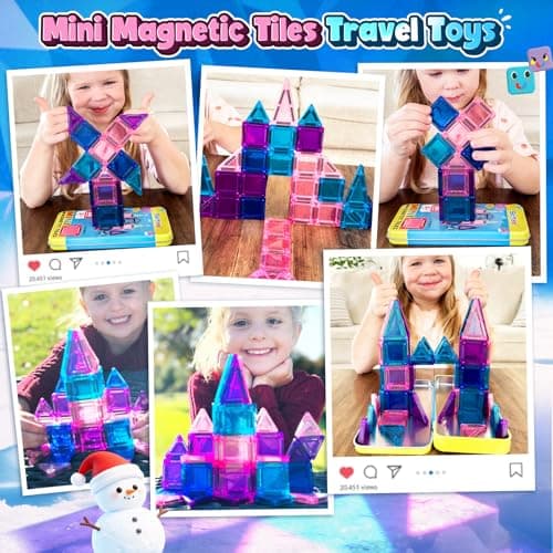 Mini Magnetic Tiles Kids Toys Travel Essential Games STEM Educational Toys view 3