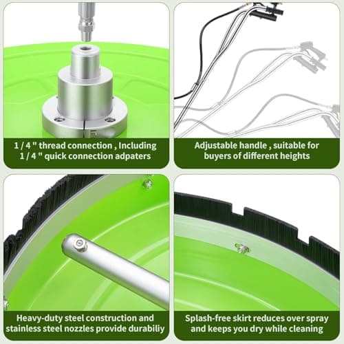 LidoDola 30'' Pressure Washer Surface Cleaner with 4 Wheels - Stainless Steel Surface Cleaner for Pressure Washer Attachment for Concrete, Driveway, Patio, Sidewalk, Deck and Driveways view 4