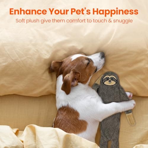 HGB No Stuffing Dog Toys for Aggressive Chewers, Squeaky Crinkle Plush Dog Toys to Keep Them Busy & Puppy Teething for Small, Medium, Large Breed, Cute Bunny & Sloth view 4