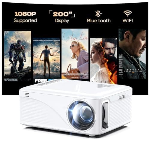 Mini Projector, Nasin Portable Projector with WiFi, Bluetooth, 1080P, 200" | Native 720P, 3.5" BOE LCD; 170 ANSI; WiFi/BT; HDMI/USB/Type-C/Audio Out; 23.5 oz — image 1