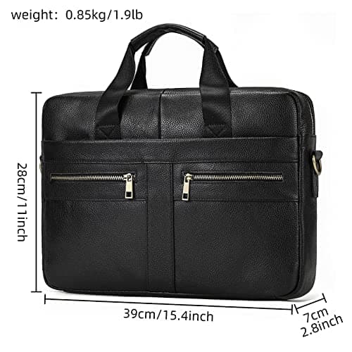 LUUFAN 15.6inch Leather Briefcases Laptop Messenger Bags Business Satchel Office Travel Computer Handbag for Men view 2