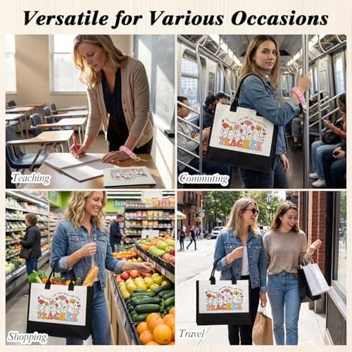 BESARME Teacher Appreciation Gifts Women Set of 10 Tote Bag Zippered Pouch Bookmarks Bracelets Pens Card Scrunchie Keychain Wristlet- End of Year Thank You Gifts Teacher Retirement Birthday view 4