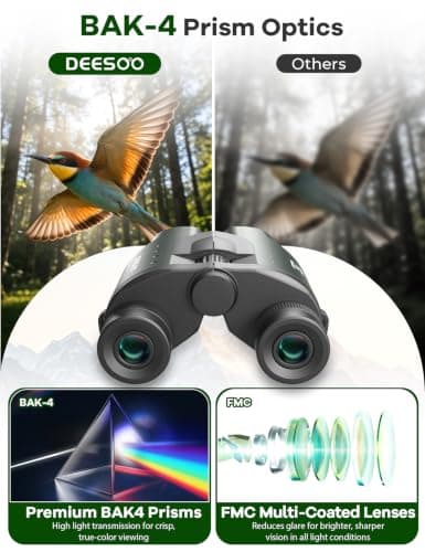 25x32 Compact Travel Binoculars for Cruise Ship Bird Watching | FMC BAK4 Prisms, Easy Focus for Adults & Kids, High Powered Clear Vision for Hunting & Camping, Small Size with Carry Case view 2