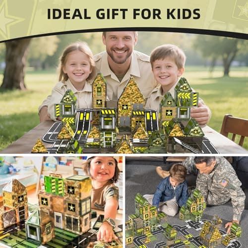 GobiDex Magnetic Tiles Army Toys, Military Magnetic Building Blocks for Kids 3-5 4-8 Girls Boys Toys Age 4-6 6-8, STEM Sensory Army Men Toddler Birthday Gifts for 3+ Year Old Kids Toy view 2