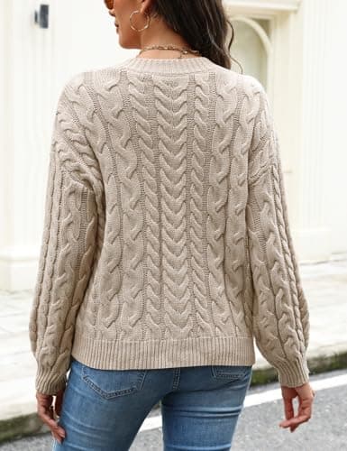 VIMPUNEC Fall Cardigan Sweaters for Women Casual Cable Knit Button Down Jackets Long Sleeve Open Front Outwear Coats view 2