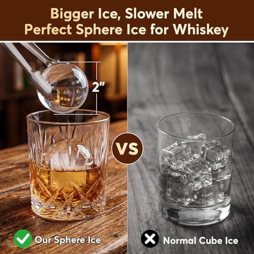 2" Clear Ice Ball Maker Machine, Countertop Sphere Ice Maker with Self-Cleaning – 4 Pcs in 40 Mins (144 Pcs/Day), Auto/Manual Water Fill, Crystal Clear Large Round Ice for Whiskey, Cocktail, Home Bar view 2