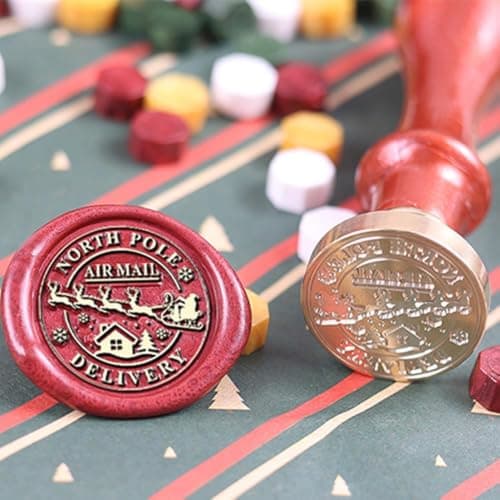 YOLAKIS Santa Claus Wax Seal Stamp Air Mail Christmas Wax Stamp Great for Invitation Christmas Cards Envelopes Gift Package Wax Seal Decoration (Christmas Sealing Kit) view 6