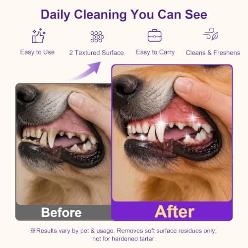 Dog & Cat Dental Finger Wipes, 3D Pearl-Patterned & Raised Dotted Dual-Sided Teeth Wipes, Reduce Bad Breath & Plaque Tartar, Alcohol-Free Gentle Formula, Flip-Top Design for Easy Access - Unscented view 5