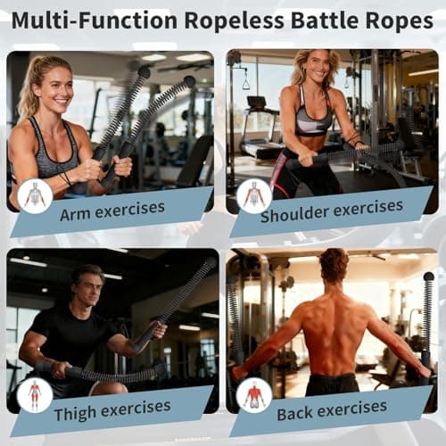 Ropeless Battle Ropes Weighted, 2 Pack Portable Cordless Battle Ropes for HIIT & Cardio Full-Body Workout Tool with Non-Slip Spiral Handles, Travel-Friendly Home Gym Equipment for Women & Men view 3