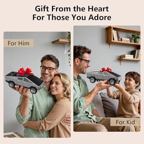 AONOX Cybertruck Bluetooth Speaker for Car, Mini Wireless Speaker with LED Lights, FM Radio, USB/TF Card, TWS Stereo, Desk Gaming Outdoor Use, Gift for Car Lovers view 6