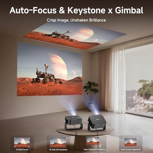 [2000 ANSI/Auto Focus & Keystone/Built-in APP] 4K Outdoor Projector with Wifi and Bluetooth, Smart Portable Projector with Built in Apps YouTube/PrimeVideo & Dolby, Home Theater Projector with HDR10+ view 5