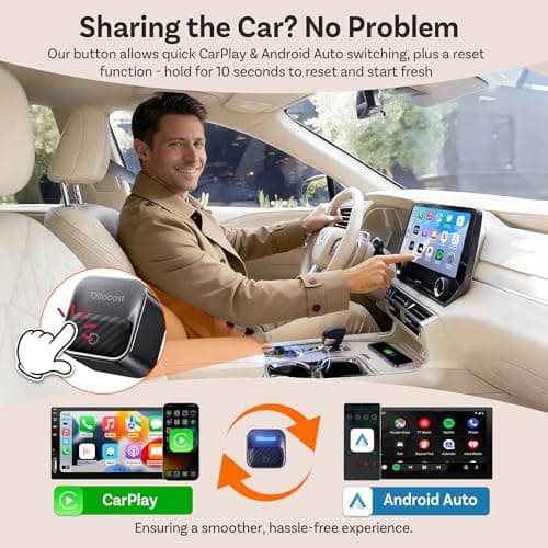 Ottocast Mini Core 2026, 2-in-1 Wireless CarPlay Adapter & Android Auto Adapter – Auto-Switch, Plug & Play, WiFi 6, Fast Reconnect, Mini & Stable view 4