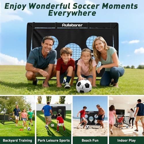 Soccer Goal, 2 Pack of 4x3ft Kids Soccer Goals Set for Backyard, Portable Pop-Up Soccer Net Training Equipment with Ball, Pump, Cones, Targets & Carry Bag for Outdoor Sports & Games view 6