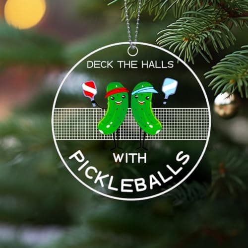 Pickleball Ornament, Pickle Ball Ornaments for Christmas Tree, Acrylic Sports Ornaments, Funny Pickleball Gifts for Women Men, Pickle Lover Gifts view 5
