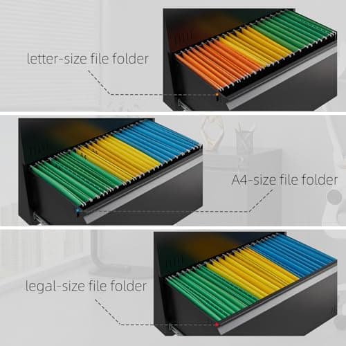 Approgreent 2 Drawer File Cabinet, File Cabinets for Home Office, Printer Stand, File Cabinet with Lock, Lateral Filing Cabinet for A4/Letter/Legal Size File Folders, Assembly Required(Black) view 6