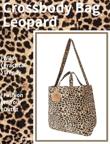 Gleease Leopard Crossbody Bag for Women Leopard Print Tote Bag Cheetah Bag Purse Handbag view 2