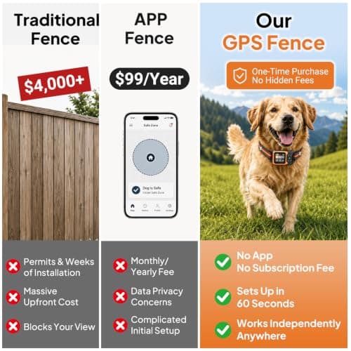 GPS Wireless Dog Fence System, Circular & Custom Boundary, No Subscription | 3 Training Modes:Beep/Vibration/Static, 49-6561FT Range, IPX7 Waterproof, Wireless Collar for Large Medium Dogs, Outdoor Use view 5