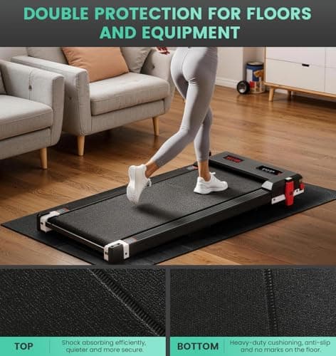Walking Pad Mat for Carpet, 1/4" Thick Foldable Treadmill Mat for Hardwood Floors, 55"x23.6" High Density Under Walking Pad for Bike, Elliptical, Indoor Use, Floor Protection, Noise Shock Absorption view 5